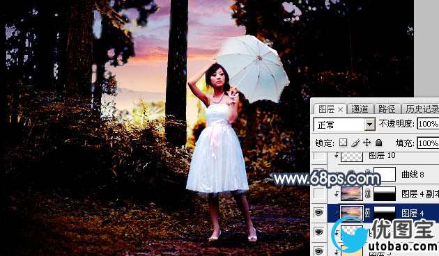 霞光效果，给树林人物增加暗调霞光效果_www.utobao.com