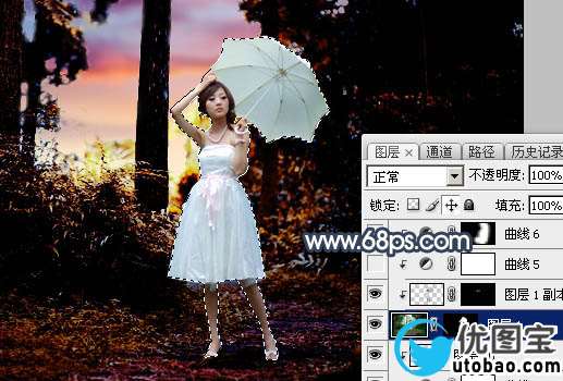 霞光效果，给树林人物增加暗调霞光效果_www.utobao.com