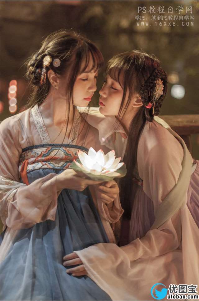 古风后期,用LR调出夜景拍摄的古风人像_www.utobao.com
