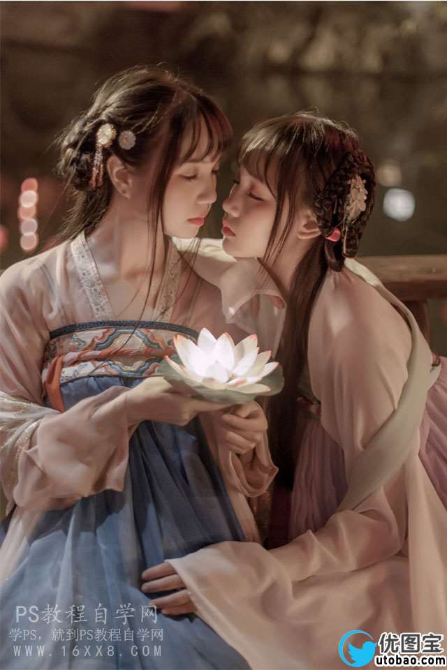 古风后期,用LR调出夜景拍摄的古风人像_www.utobao.com