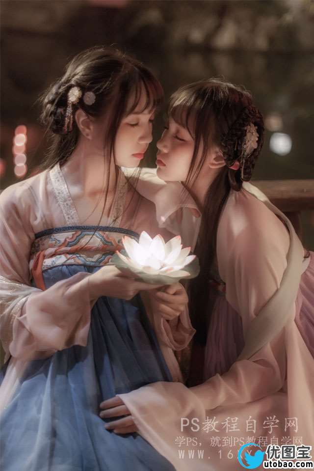 古风后期,用LR调出夜景拍摄的古风人像_www.utobao.com