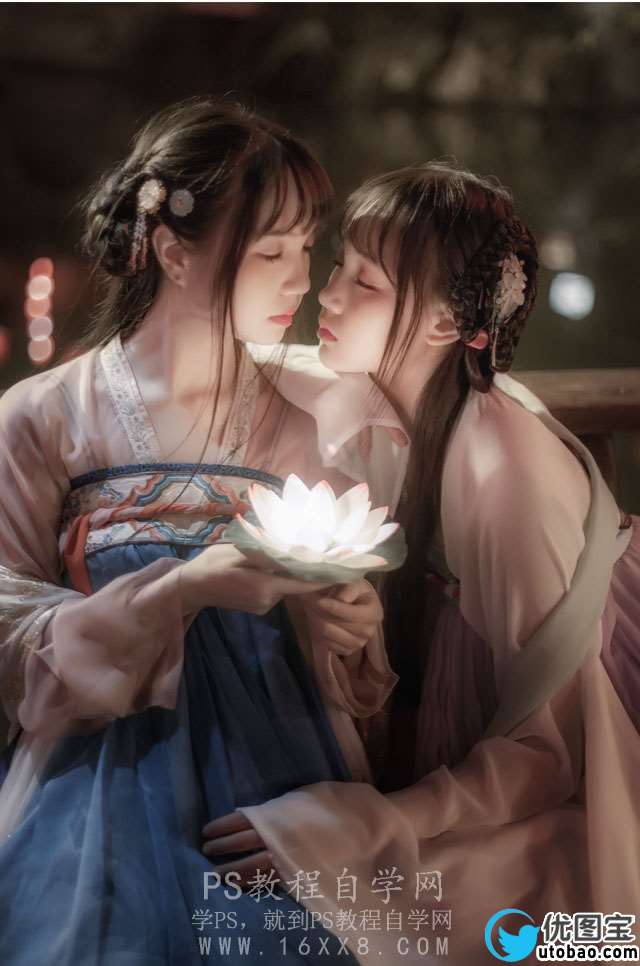 古风后期,用LR调出夜景拍摄的古风人像_www.utobao.com
