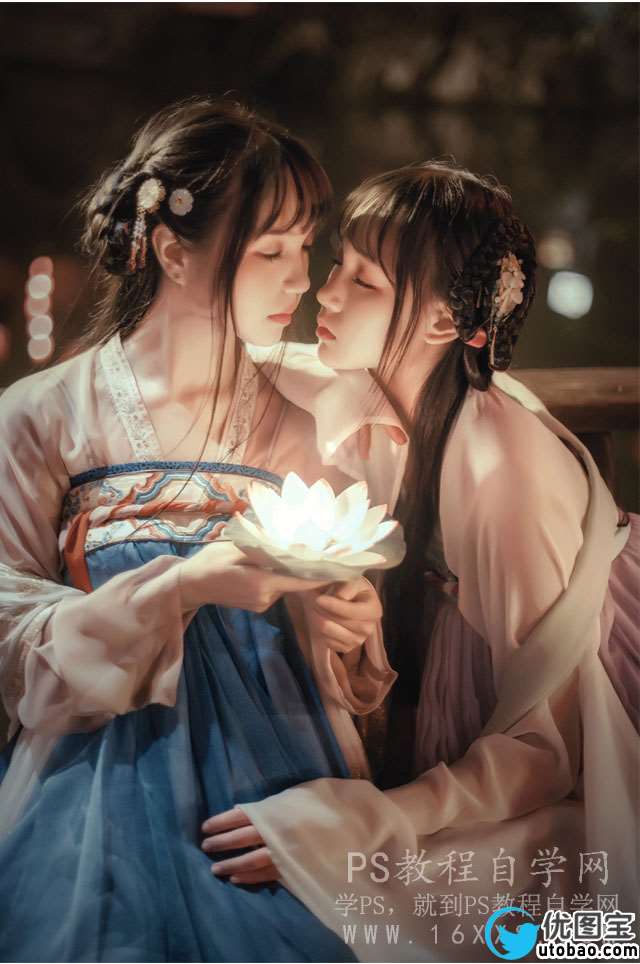 古风后期,用LR调出夜景拍摄的古风人像_www.utobao.com