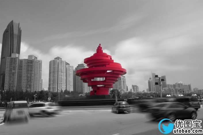 单色效果，教大家制作延时摄影城市照片_www.utobao.com