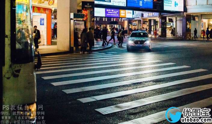 夜景调色，城市街道夜景调色实例_www.utobao.com