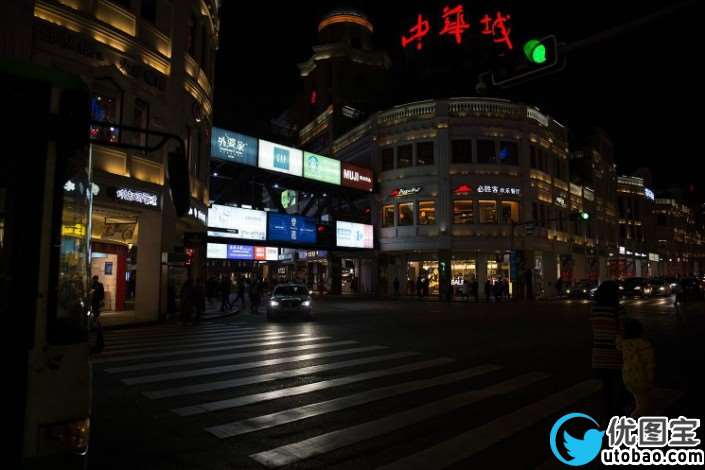 夜景调色，城市街道夜景调色实例_www.utobao.com