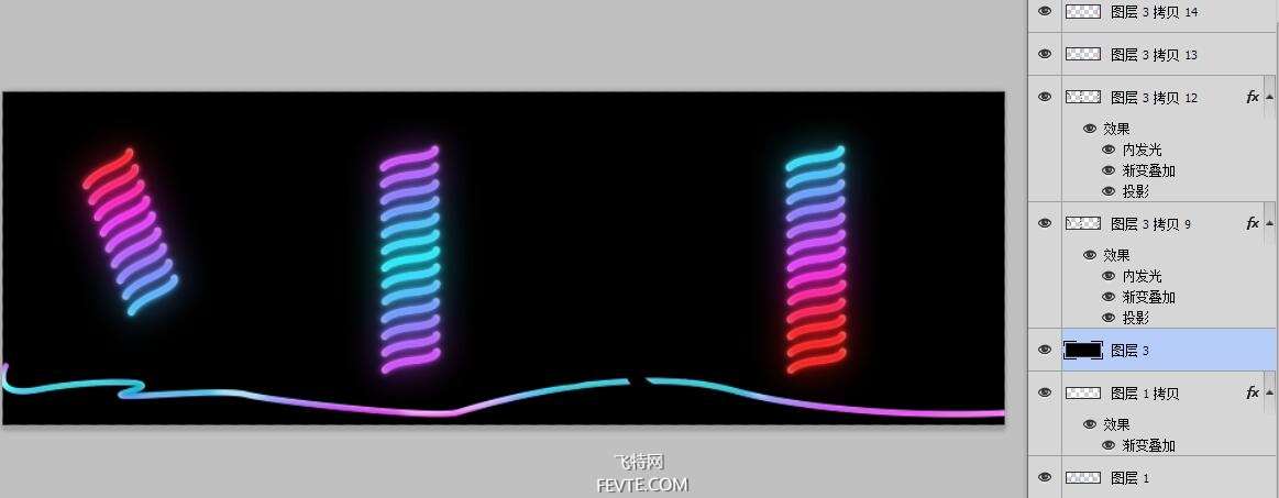 PS制作霓虹灯文字效果教程 优图宝 PS文字效果教程