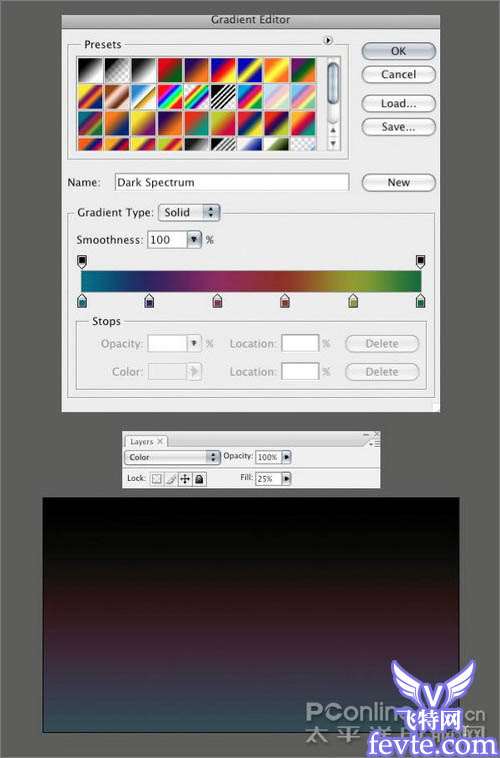 Photoshop字体特效:渐变色彩光效字教程