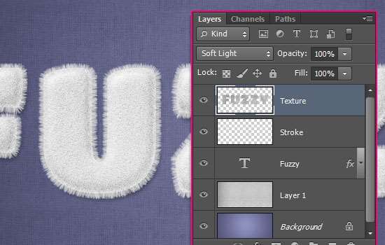 PS创建可爱毛绒文字效果 优图宝 文字效果教程 Striped Fuzzy Text Effect step 4