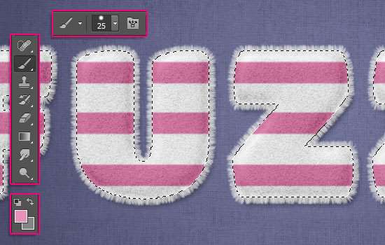 PS创建可爱毛绒文字效果 优图宝 文字效果教程 Striped Fuzzy Text Effect step 4