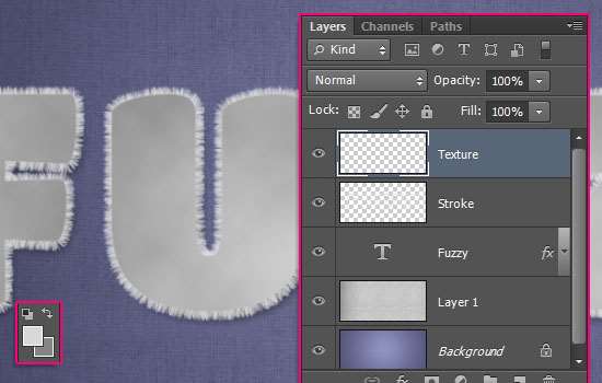 PS创建可爱毛绒文字效果 优图宝 文字效果教程 Striped Fuzzy Text Effect step 4