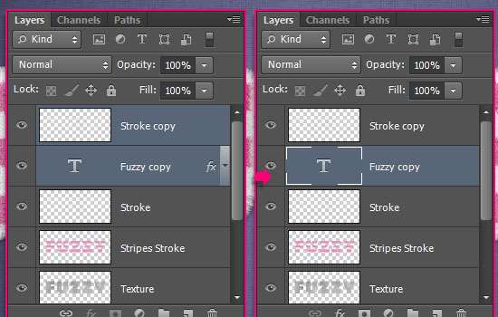 PS创建可爱毛绒文字效果 优图宝 文字效果教程 Striped Fuzzy Text Effect step 7