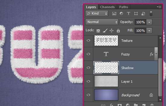 PS创建可爱毛绒文字效果 优图宝 文字效果教程 Striped Fuzzy Text Effect step 7