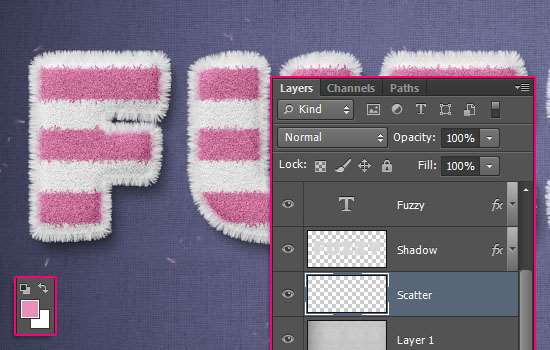 PS创建可爱毛绒文字效果 优图宝 文字效果教程 Striped Fuzzy Text Effect step 9