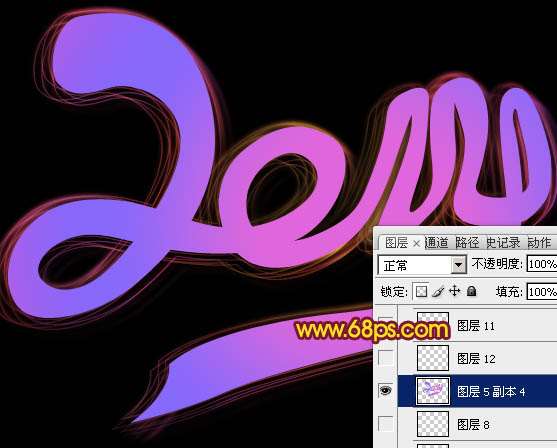 PS制作超漂亮的光丝文字效果 优图宝 PS文字效果教程