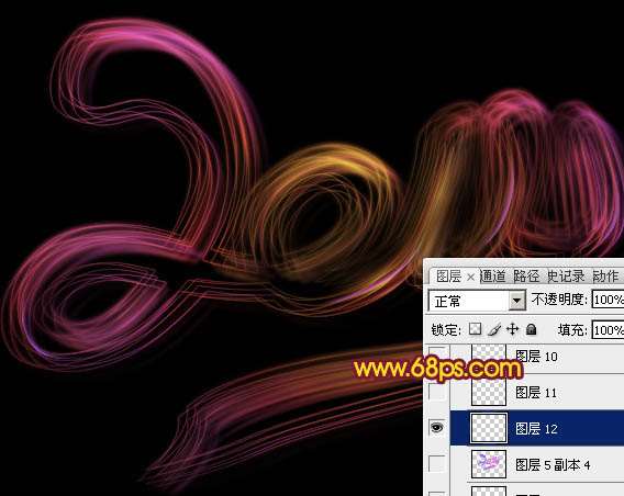 PS制作超漂亮的光丝文字效果 优图宝 PS文字效果教程