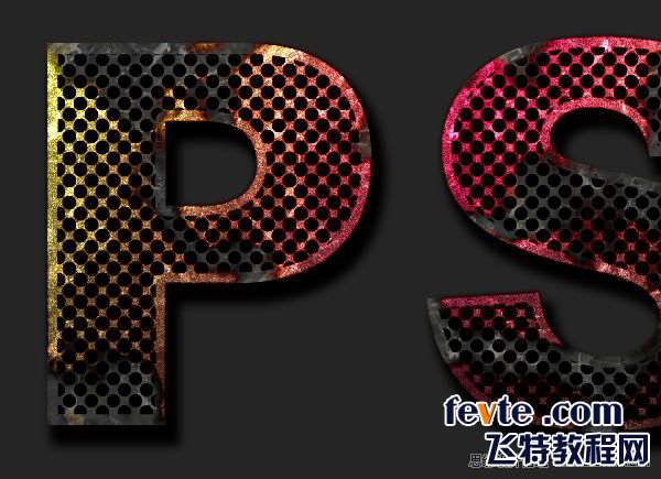 PS打造逼真筛网文字 优图宝 PS文字效果教程Photoshop制作金属锈蚀文字效果