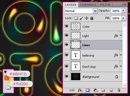 PS制作荧光炫彩效果文字 优图宝 PS文字效果教程